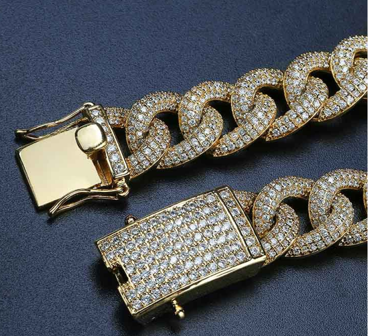 15mm cuban link fully iced micro pave diamond travis scott playboi carti asap rocky ian connor vlone vvs