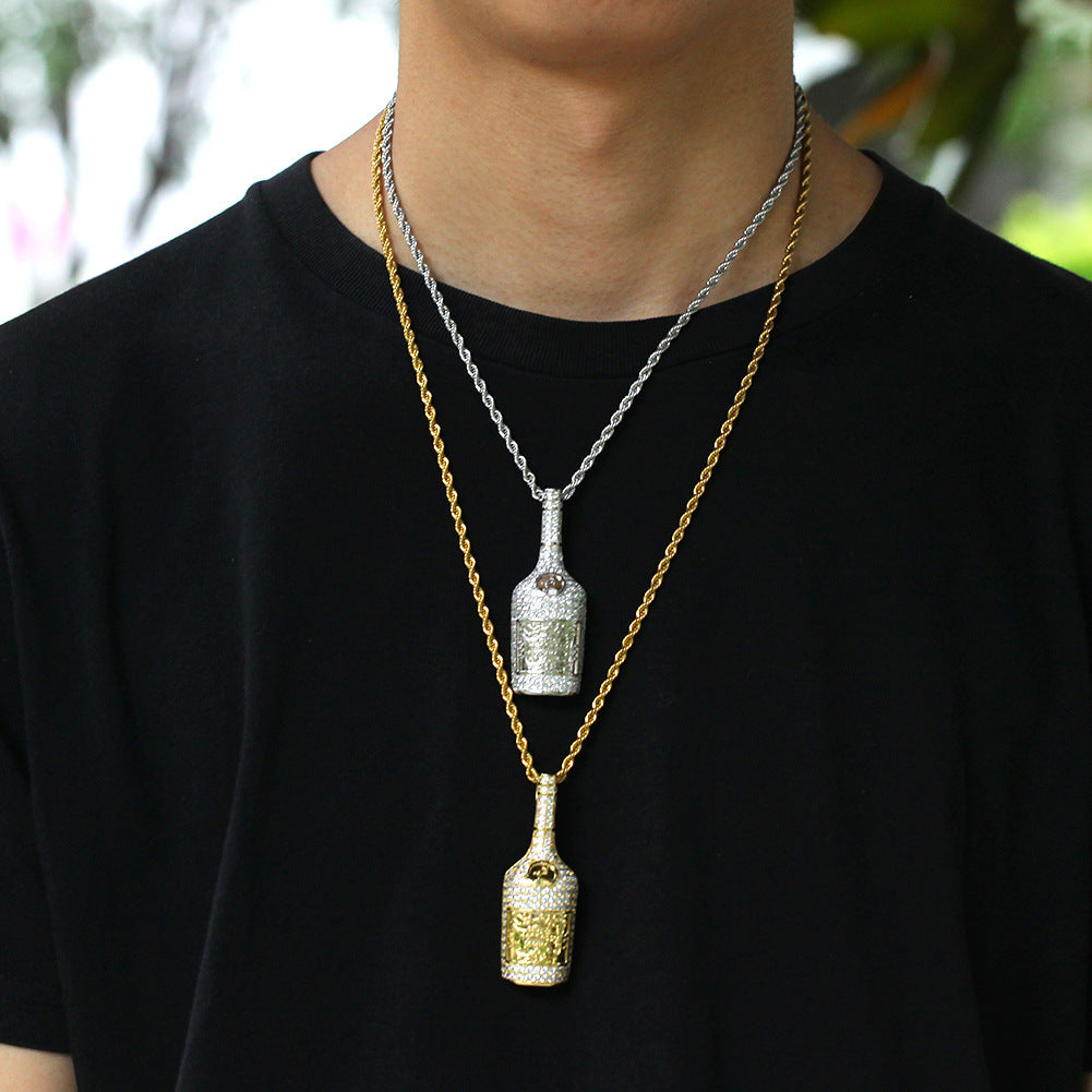 Hennessy dripped bottle pendant necklace chain saweetie my type juice world diamond gold 