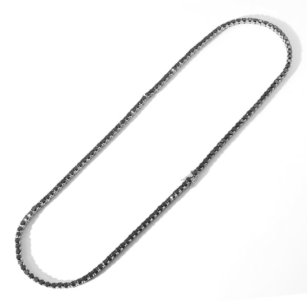 Solitaire Onyx 1 Row Tennis Link Chain Hip Hop Jewelry 4mm diamond tennis link necklace rapper