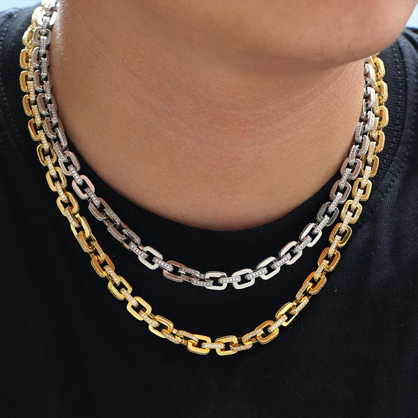 Part iced Hermes link necklace chain 9mm Acrobat Yellow Gold