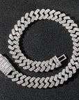 17mm fully iced baguette diamond cuban link necklace chain White Gold yellow gold asap rocky playboi carti lil uzi vert hip hop jewelry custom made