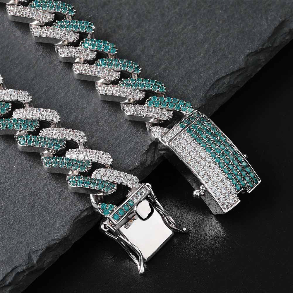 two tone curb cuban link bracelet blueface diamond gold buy travis scott