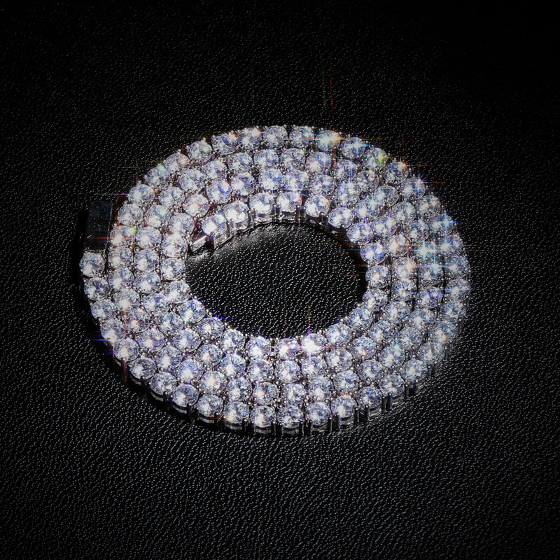 4mm tennis link silver white gold diamond necklace short diamond necklace choker White Gold kylie jenner kardashians fashion nova shein