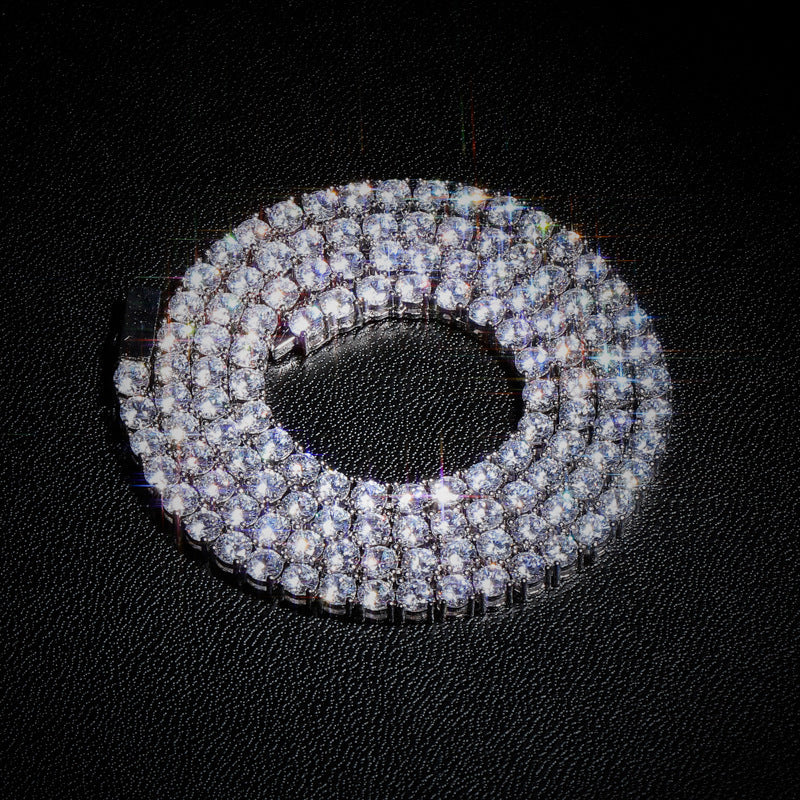 4mm tennis link silver white gold diamond necklace short diamond necklace choker White Gold kylie jenner kardashians fashion nova shein