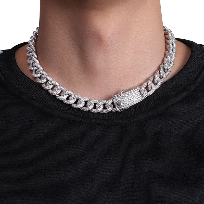 15mm cuban link fully iced micro pave diamond travis scott playboi carti asap rocky ian connor vlone vvs
