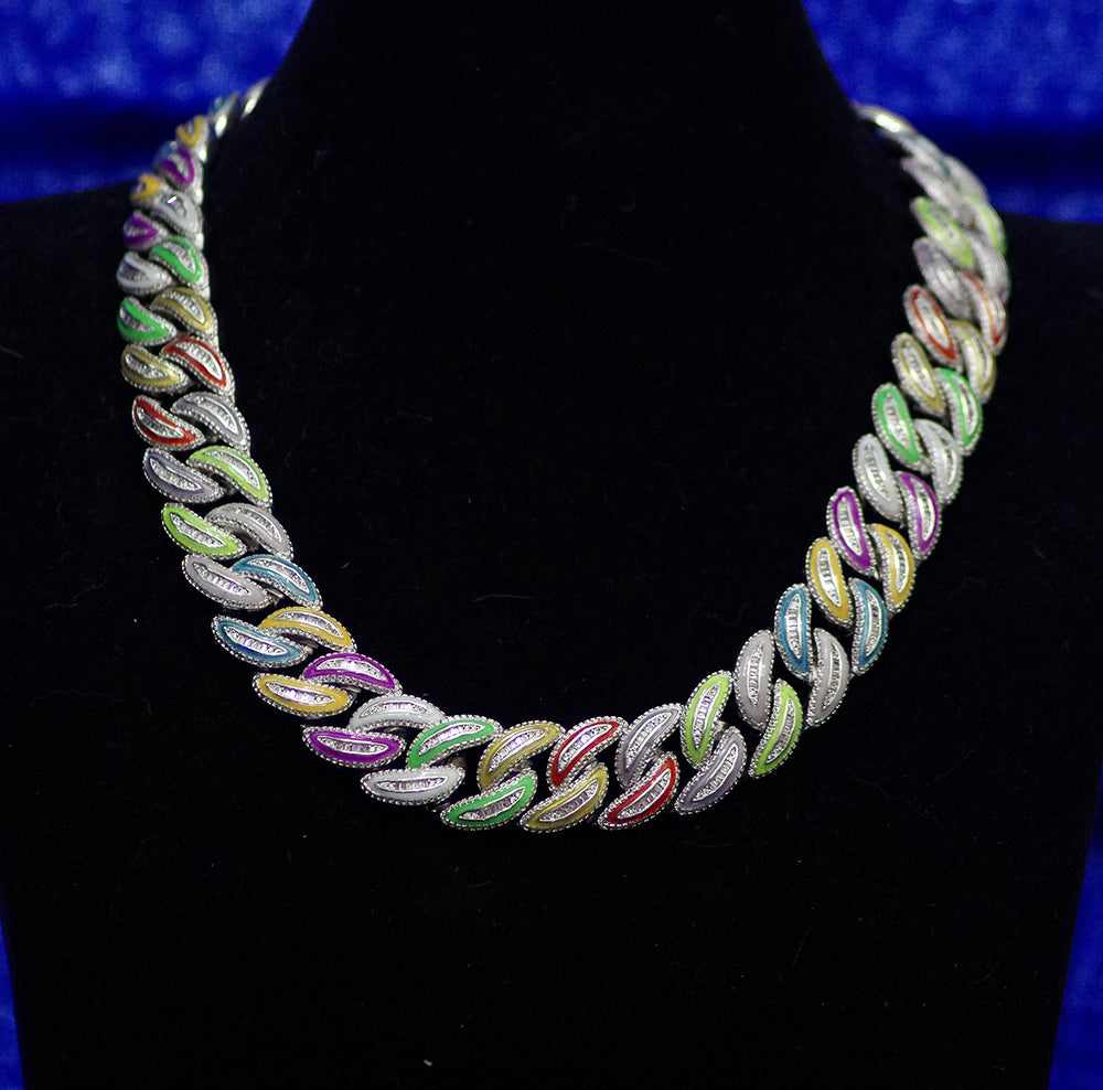 20mm glow in the dark enamel cuban link necklace chain as seen on Travis Scott Melted Utopia dream