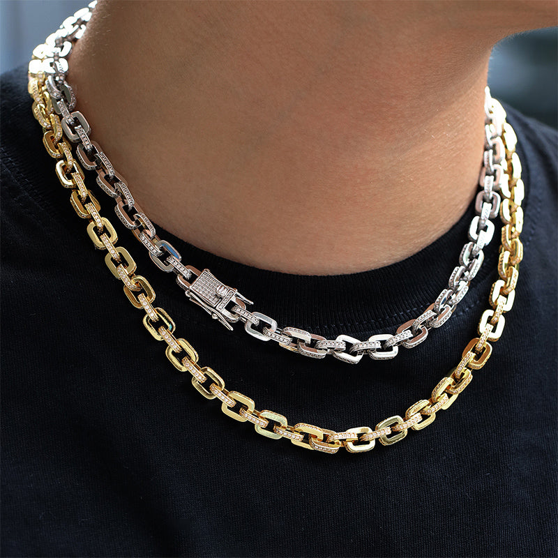Part iced Hermes link necklace chain 9mm Acrobat Yellow Gold