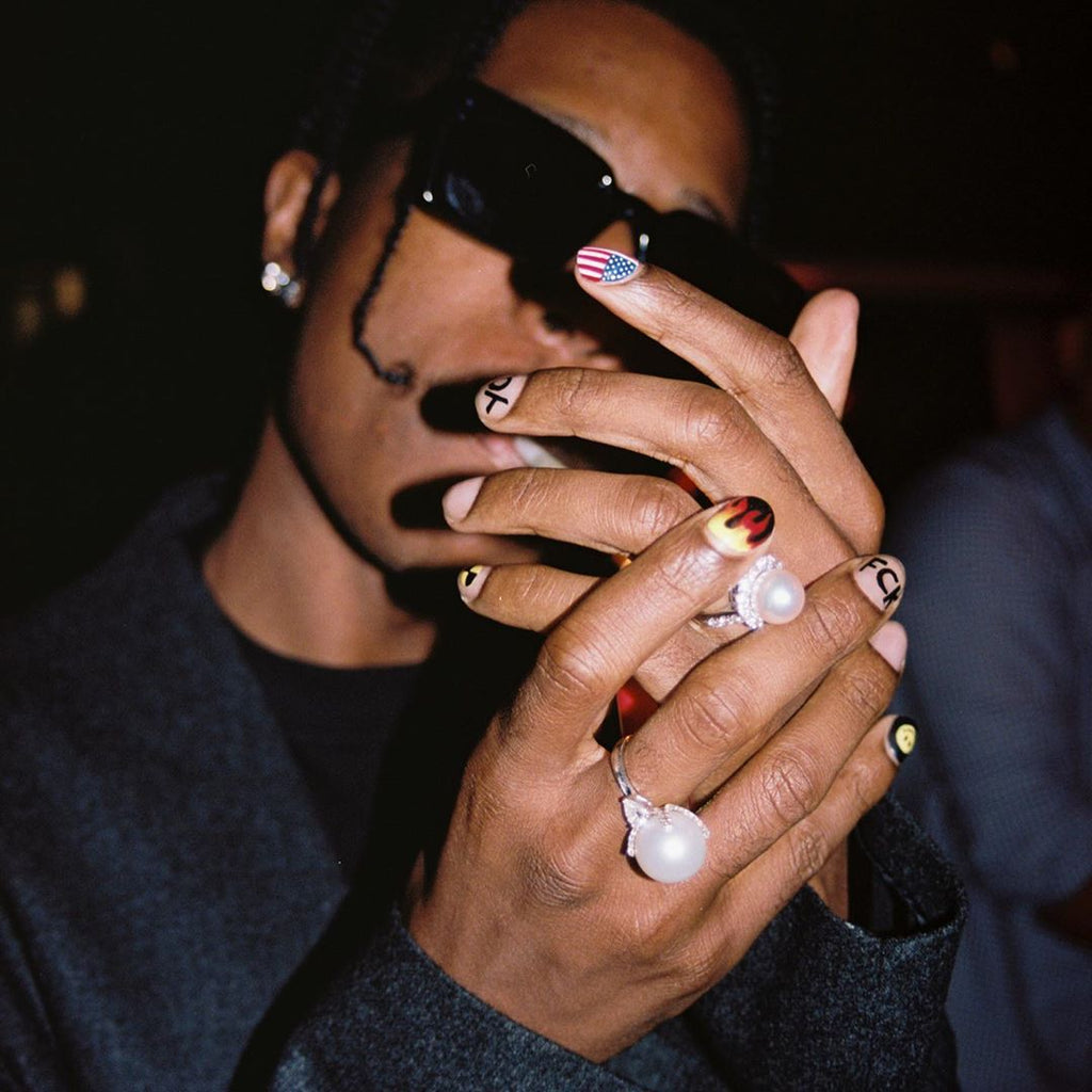 asap rocky pearl ring diamond custom chain jewelery free matching chain