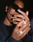 asap rocky pearl ring diamond custom chain jewelery free matching chain