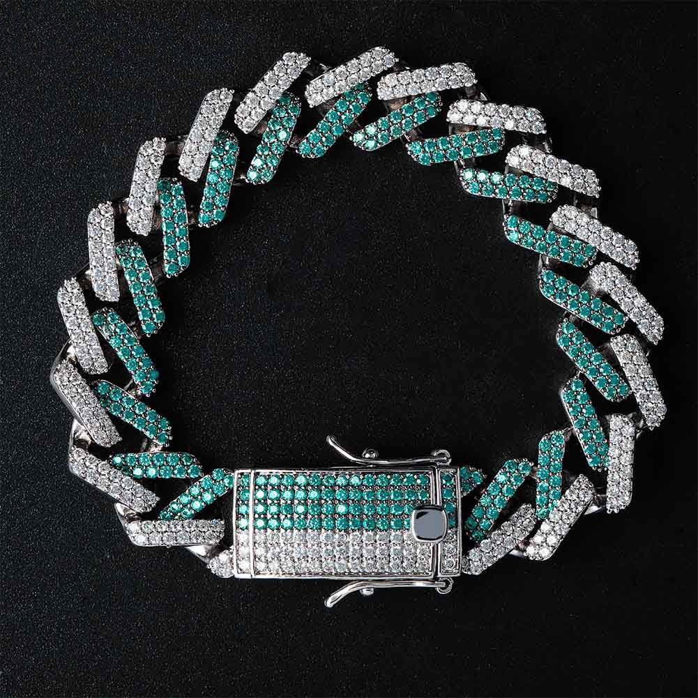 two tone curb cuban link bracelet blueface diamond gold buy travis scott