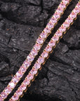 4MM Solitaire Pink Simulated Diamonds Tennis Chain ifandco kylie jenner cardi b shopgld 