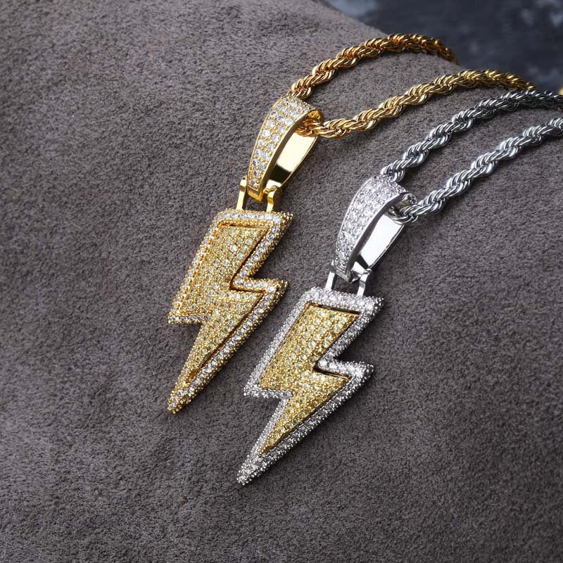 ian connor thunderbolt emoji pendant necklace chain diamond custom vvs benballer vlone