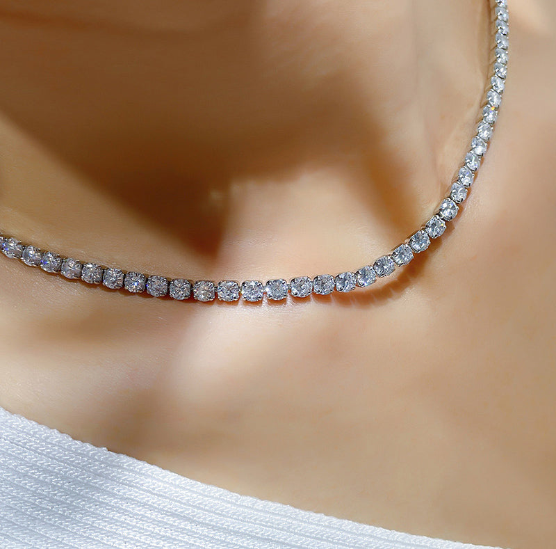 harry winston Tennis Necklace diamond 925 silver white gold diamonds