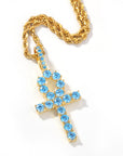 blue topaz Ankh pendant necklace chain diamond tyler the creator asap rocky playboi carti ben baller