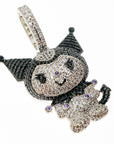 ifandco Iced Out Kuromi diamond pendant necklace with free matching chain included.