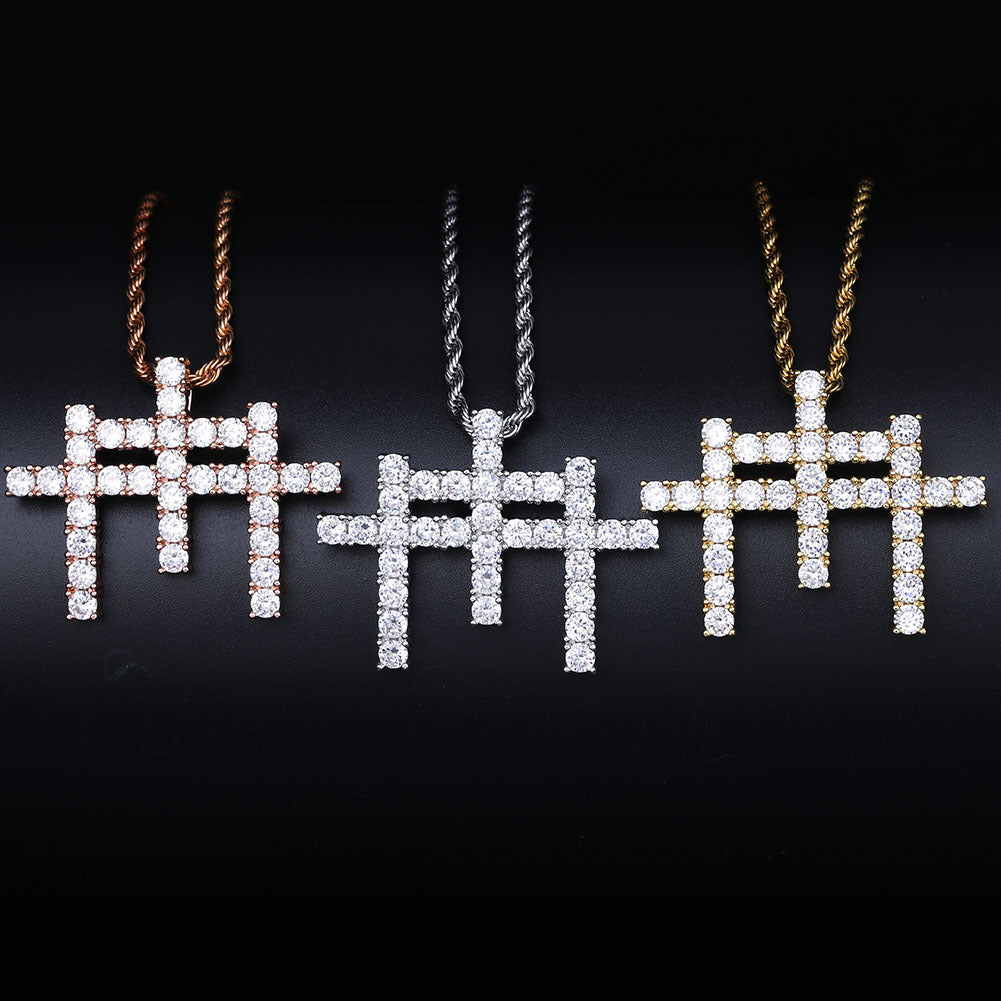 GUNNA cross TRIPLE pendant & necklace with free matching chain included.