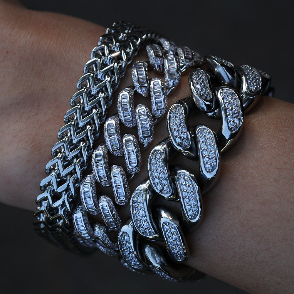 13mm baguette link necklace/bracelet chain custom clasp gold diamond hiphop jewelry