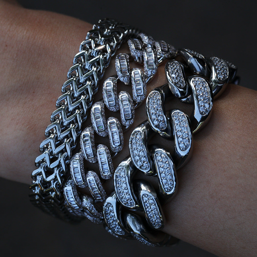 13mm baguette link necklace/bracelet chain custom clasp gold diamond hiphop jewelry