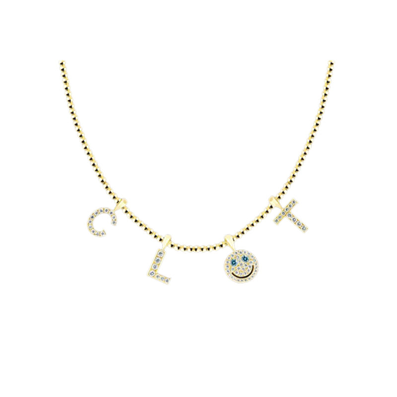 Custom A-Z alphabet letter emoji smiley face necklace choker chain