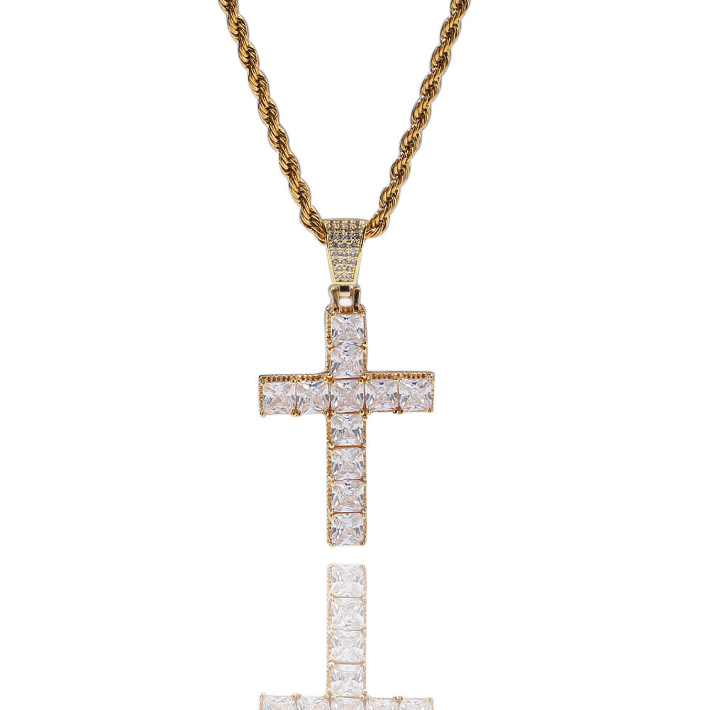 Princess cut cross pendant & necklace with free matching chain playboi carti vlone 
