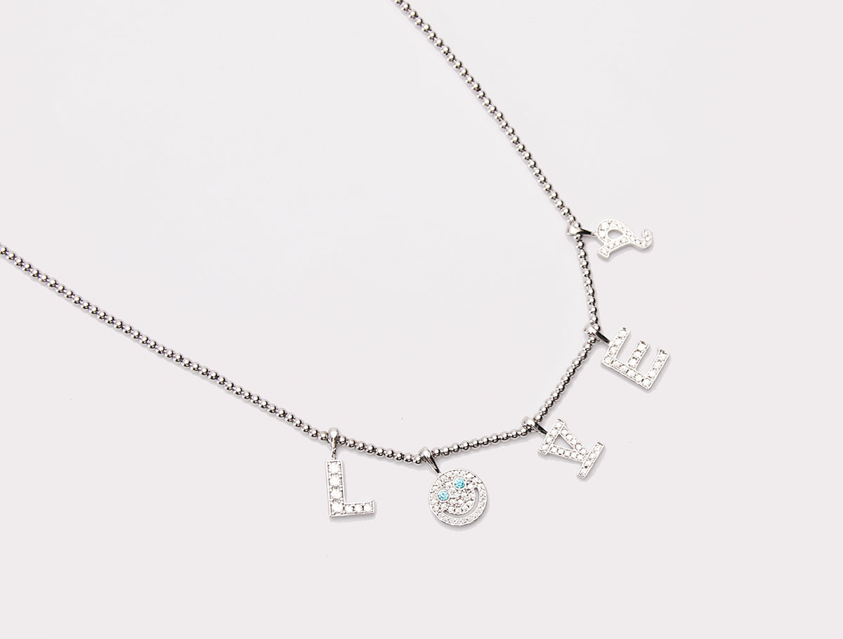EYEFUNNY smiling face pendant necklace chain diamond vvs アイファニー POGGY KIM JONES VIRGIL JBALVIN