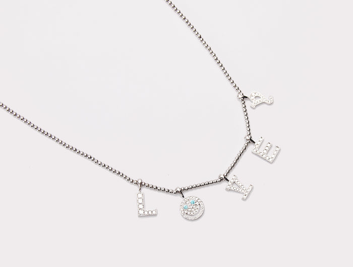 EYEFUNNY smiling face pendant necklace chain diamond vvs アイファニー POGGY KIM JONES VIRGIL JBALVIN