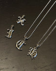 Custom Gothic font A-Z alphabet letter 925 silver pendant necklace buy not chrome