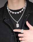 saweetie icy girl doja cat kylie Jenner Fully iced bubble heart interlaced chain necklace choker White Gold