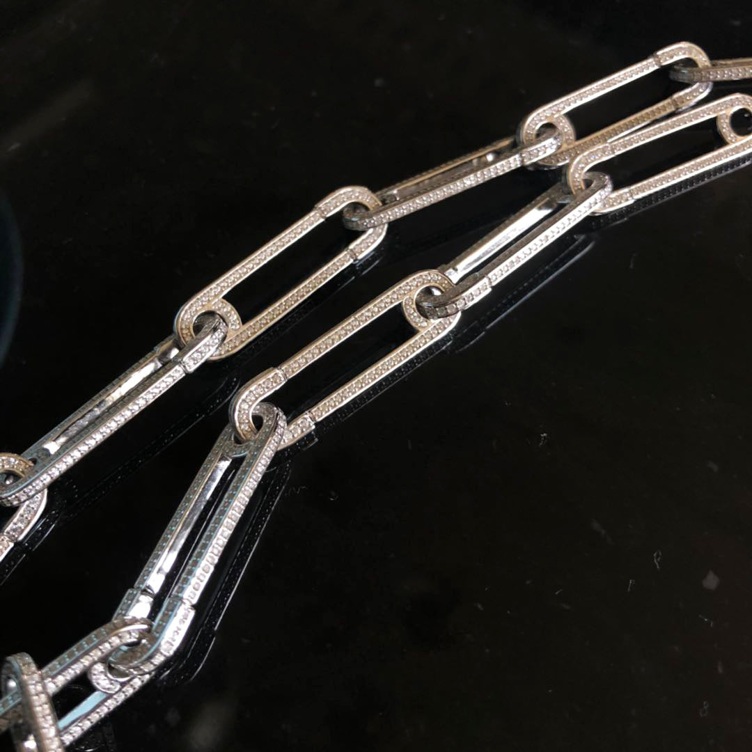 Safety pin pave bracelet - White Gold