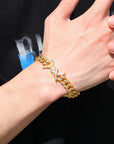 10mm Iced diamond Barbed wire link necklace bacelet chain White Gold yellow gold ifandco