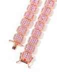 halo iced baguette travis chain rose gold pink diamond female bling diamond necklace chain bracelet cheapest asap rocky vlone