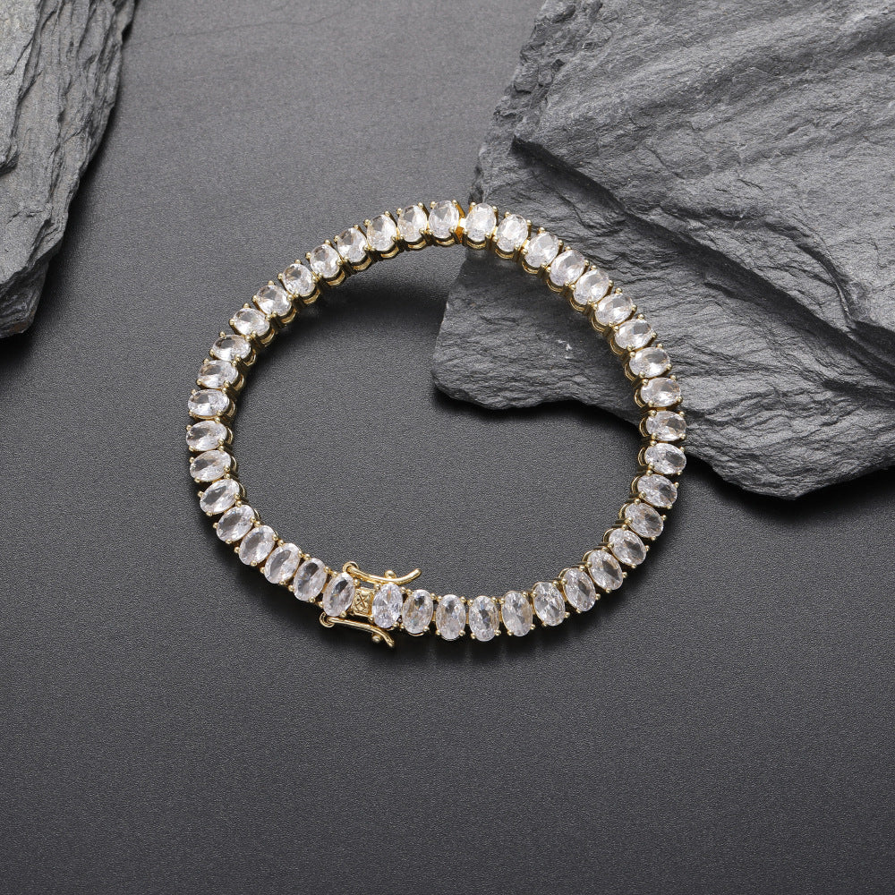 Iced out 6mm halo oval solitaire tennis links diamond bracelet White Gold bling iced out diamonds VVS