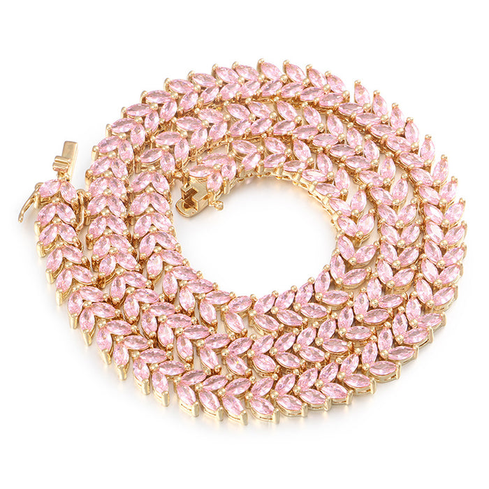 tennis chain necklace pink diamond hip hop custom jeweler ifandco shopgld