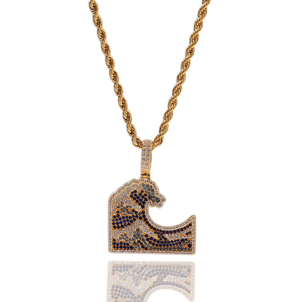 emoji wavey iphone facebook wave pendant necklace chain ifandco custom vvs diamond