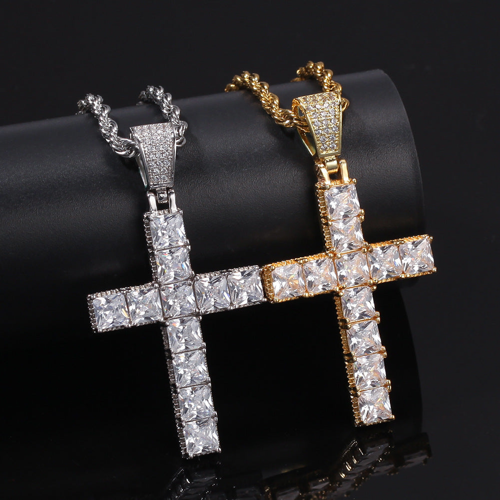Princess cut cross pendant & necklace with free matching chain playboi carti vlone 