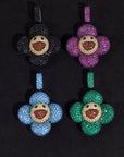 superflat first love monorgram flower fidget spinner TAKASHI MURAKAMI Super Flat, First Love, Flower screenprint in colors with Platinum leaf pendant with matching chain necklace