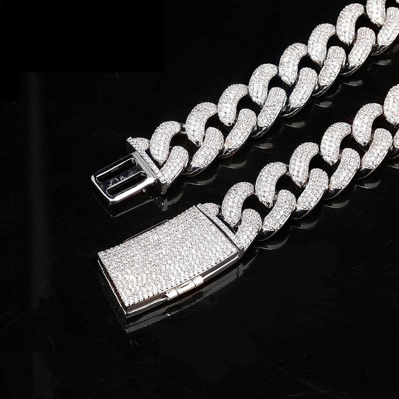 20mm cuban link necklace bracelet fully iced micro pave diamond travis scott playboi carti asap rocky ian connor vlone vvs