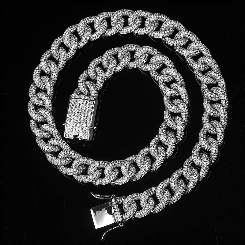 15mm cuban link fully iced micro pave diamond travis scott playboi carti asap rocky ian connor vlone vvs