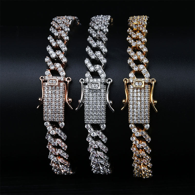 10mm curb cuban link chain necklace vvs diamond kanye west travis scott