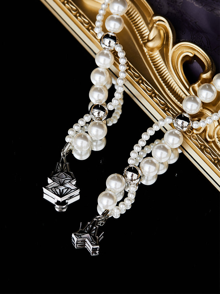 asaprocky migos custom chain solitaire halo diamonds interlaced freshwater pearl links with cross barroco necklace chain
