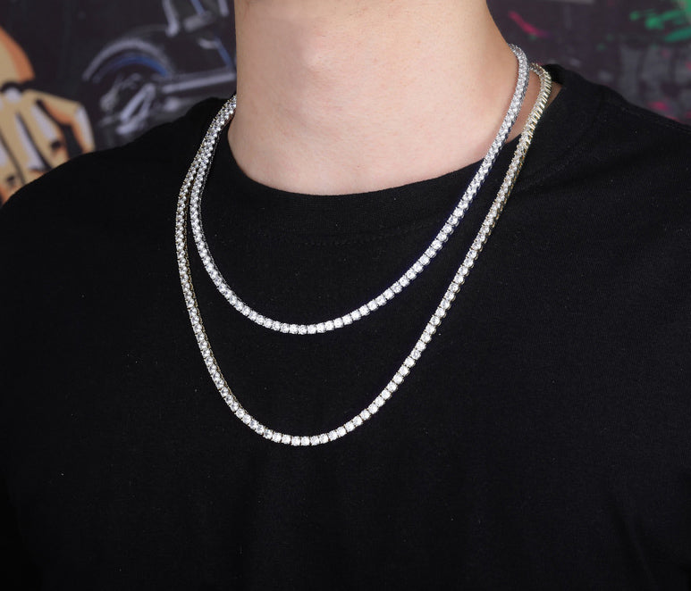 4mm tennis link silver white gold diamond necklace short diamond necklace choker White Gold kylie jenner kardashians fashion nova shein