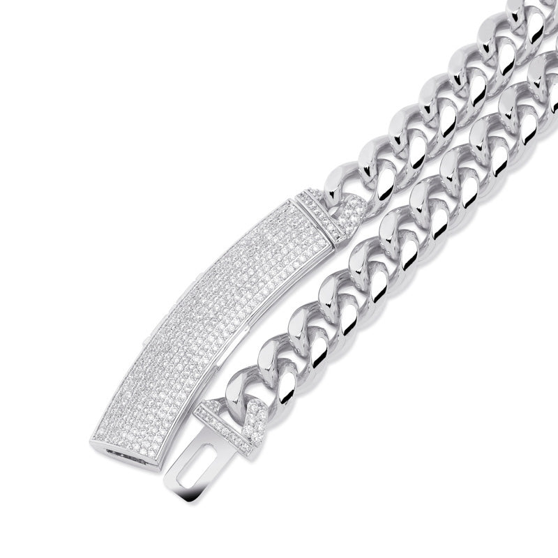 12mm cuban link necklace chain custom curvy clasp fully iced micro pave set diamond ifandco