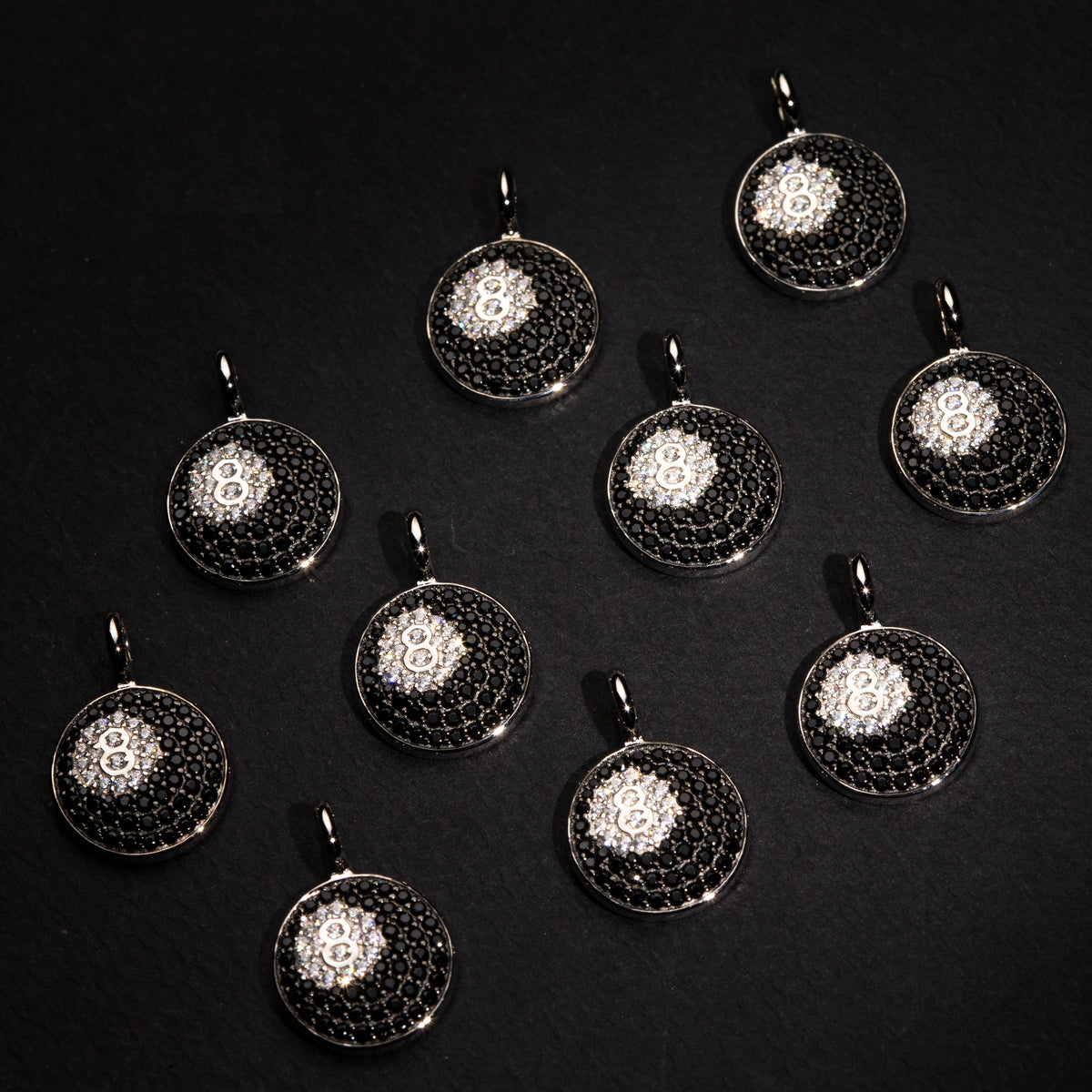 eight-ball pendant necklace chain diamond ifandco nano eyefunny