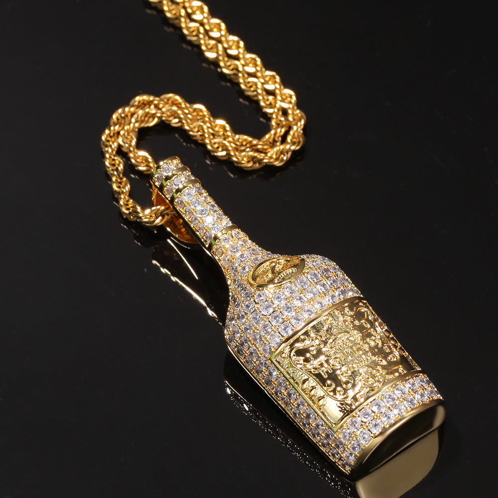 Hennessy dripped bottle pendant necklace chain saweetie my type juice world diamond gold 