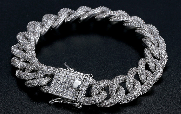 15mm cuban link fully iced micro pave diamond travis scott playboi carti asap rocky ian connor vlone vvs