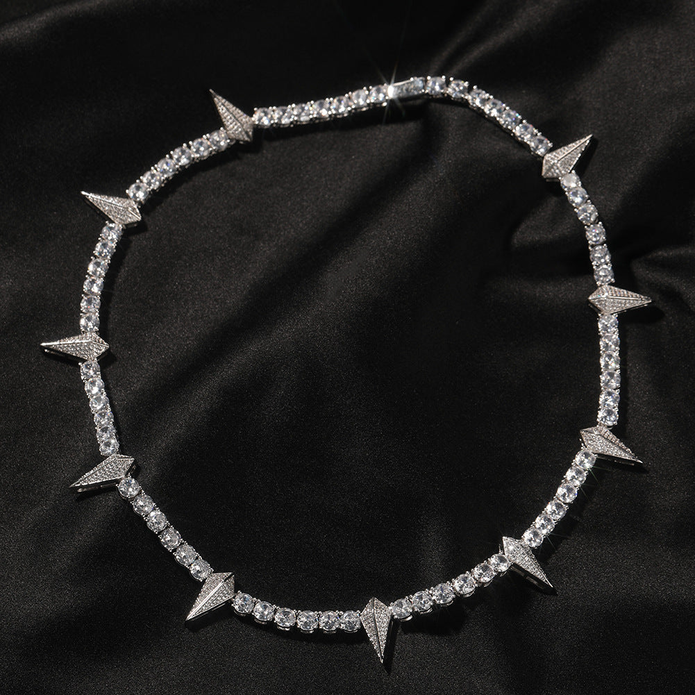 Black panther spike tennis link necklace chain short choker diamond jewelry hip hop jewelers custom diamond cosplay