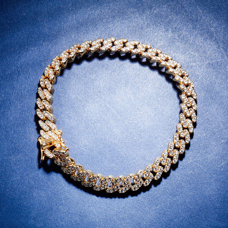 9mm cuban link chain bracelet ankle chain diamond white gold female jewelry fine jewelers chanel