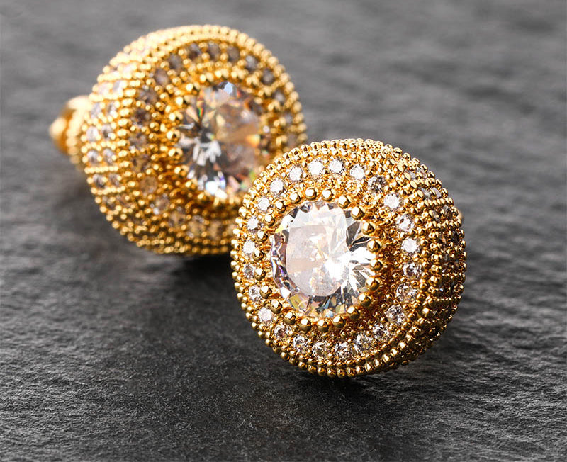 12mm stud earrings diamond earring iced halo solitaire k gold shopgld