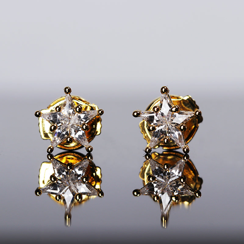 eyefunny star diamond stud earring white gold yellow gold jbalvin nigo