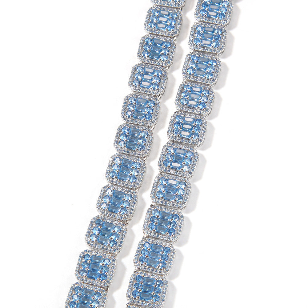 halo iced baguette travis chain white gold blue topaz diamond diamond female bling diamond necklace chain bracelet cheapest asap rocky vlone